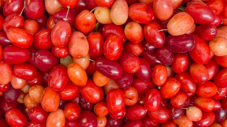 A bunch of fresh cranberries