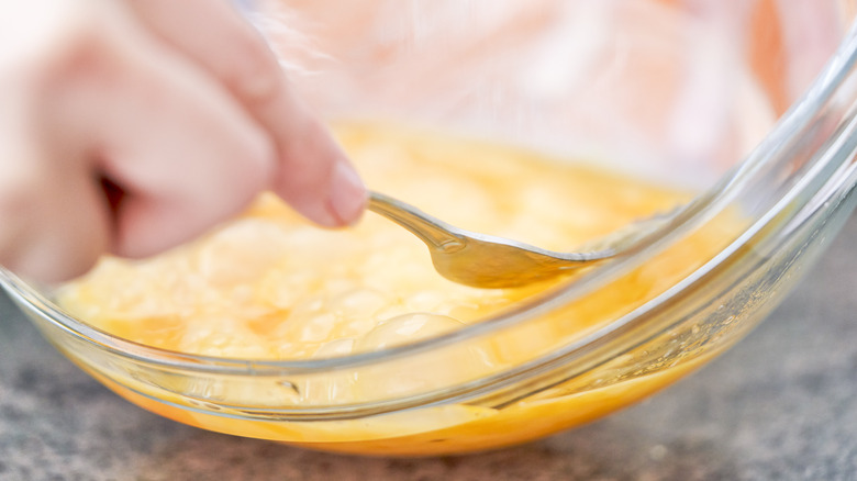 Whisking raw eggs