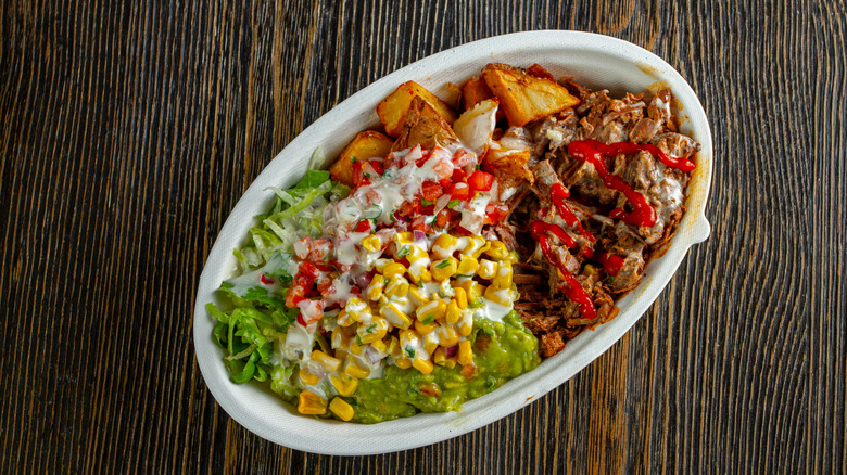 Burrito bowl on table