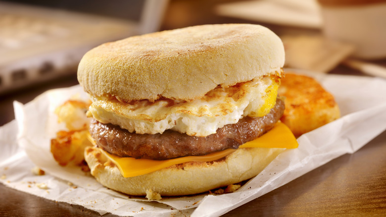 Fast food breakfast sandwich