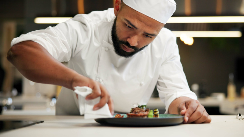 Chef preparing food in a kitchen