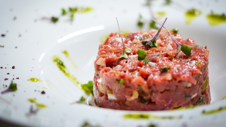 Steak tartare on plate