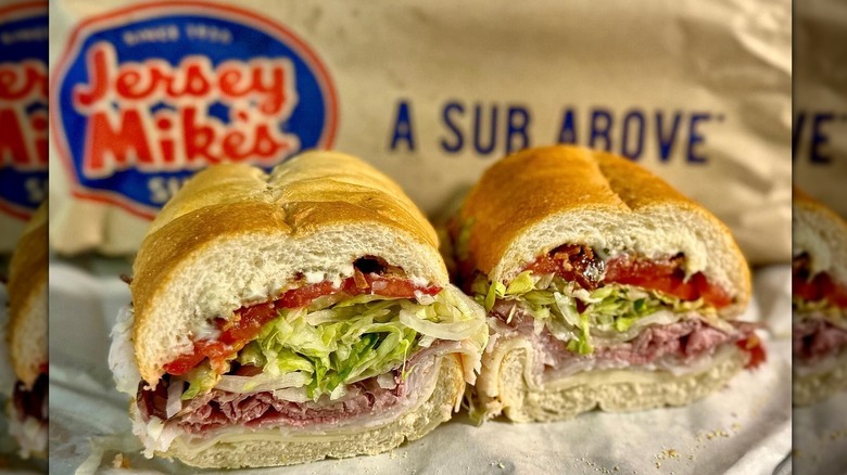 Jersey Mike's Club Supreme Sub cut in half