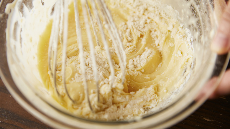 Whisking boxed cake mix