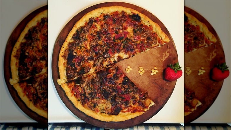 Pizza with cornbread crust