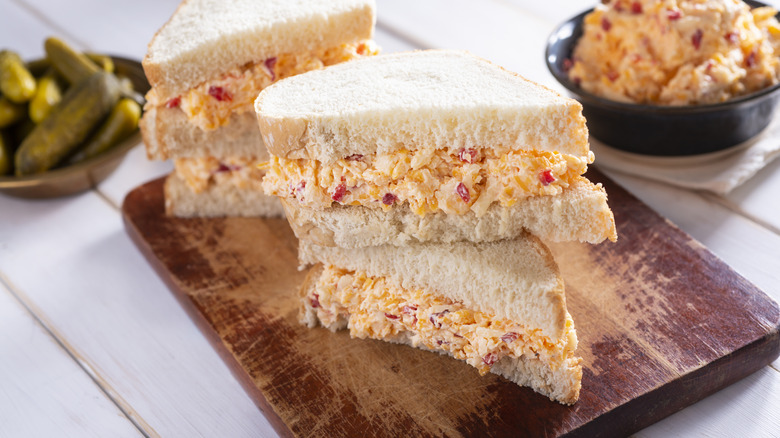 Pimento cheese sandwiches with pickles 