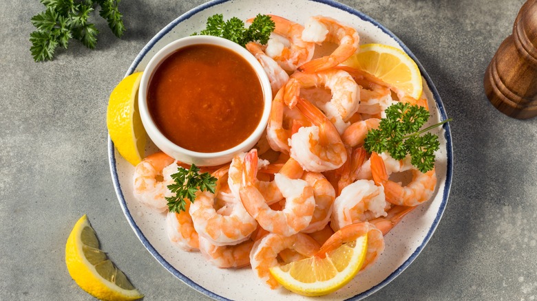 Plate of shrimp cocktail 