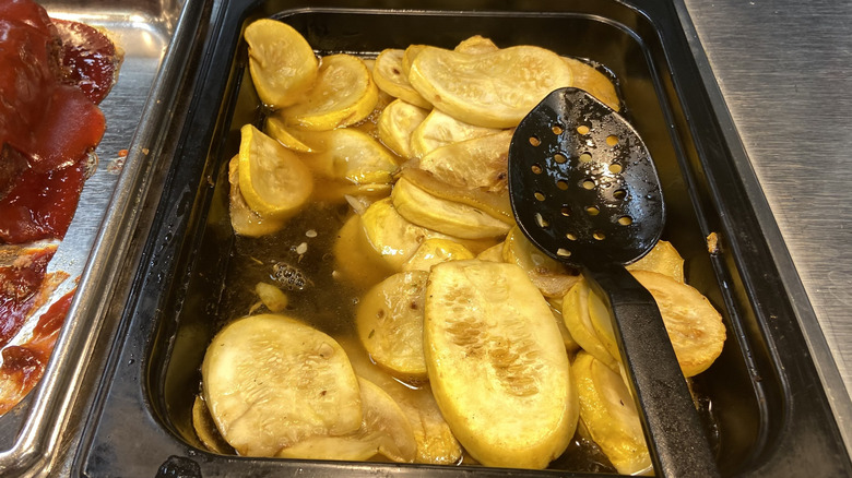 yellow squash in serving tray