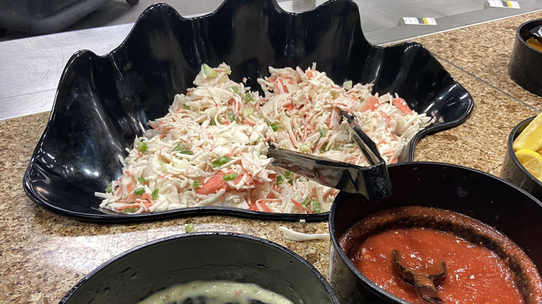 seafood salad in serving bowl