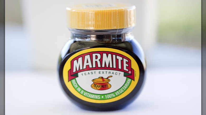 Marmite jar on countertop