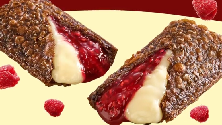 Two pieces of raspberry and cream cheese pie