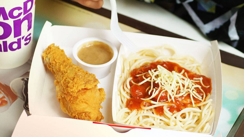 McDonald's fried chicken with spaghetti