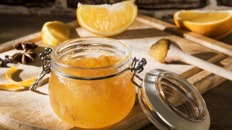 orange marmalade in a jar