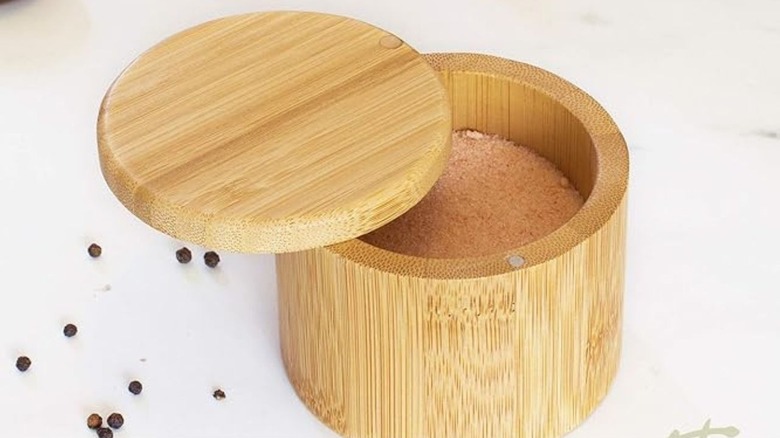 Totally Bamboo salt cellar with salt inside