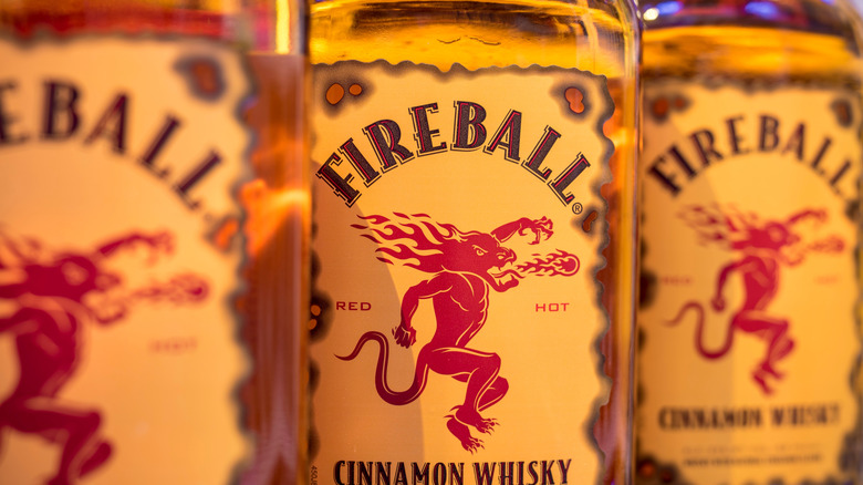 bottles of Fireball on a store shelf