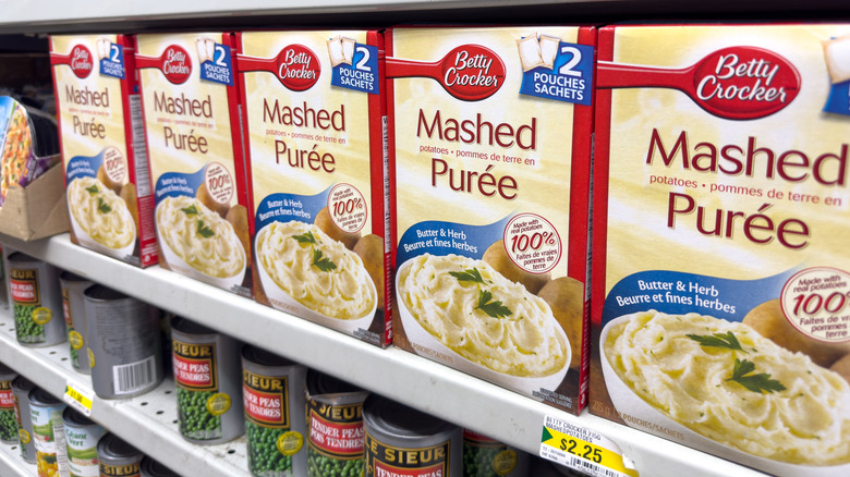 Boxes of Betty Crocker Mashed Potatoes