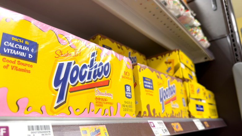 Cases of strawberry Yoo-Hoo