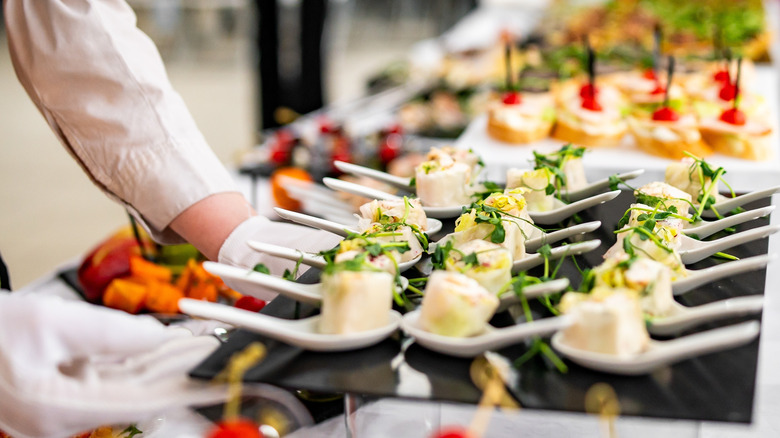 Small appetizers and dishes in a buffet