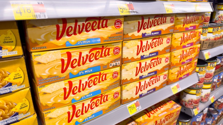 Velveeta cheese on shelf