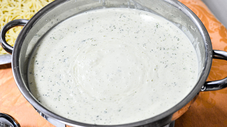 White sauce in a pot