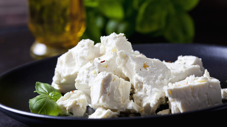 Plate of crumbled feta