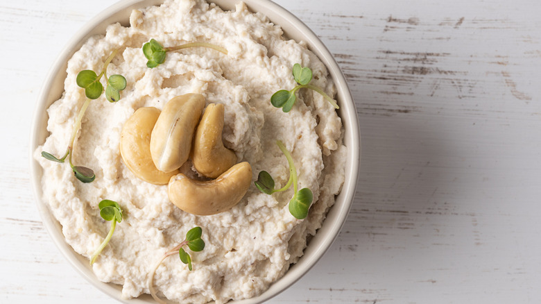 Cashew cheese in a bowl