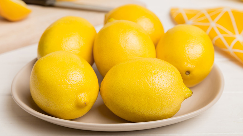 lemons on a beige plate