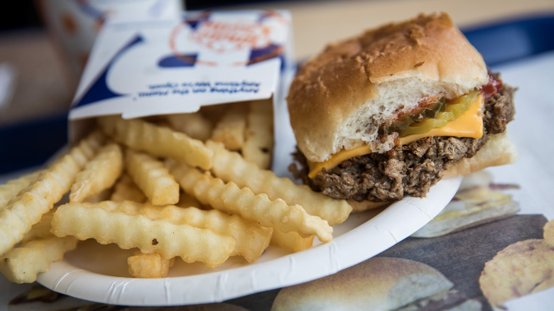 White Castle slider and fries