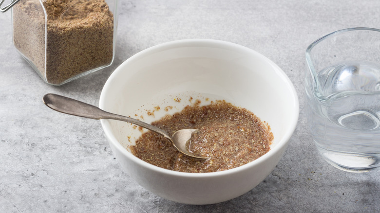 flax meal and water in a bowl