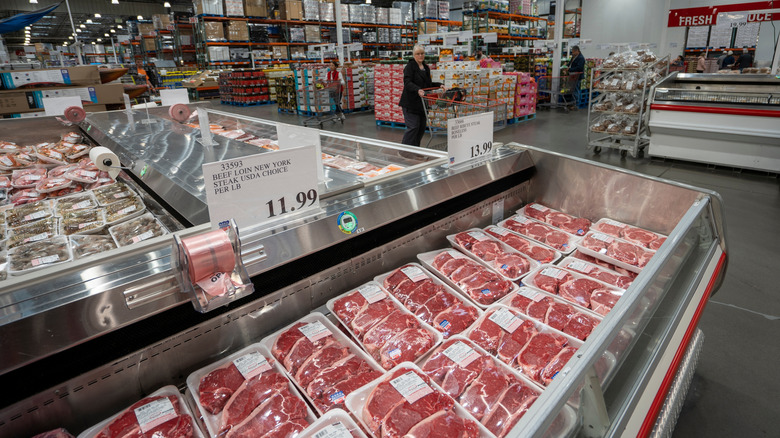 Steaks in a display in Costco