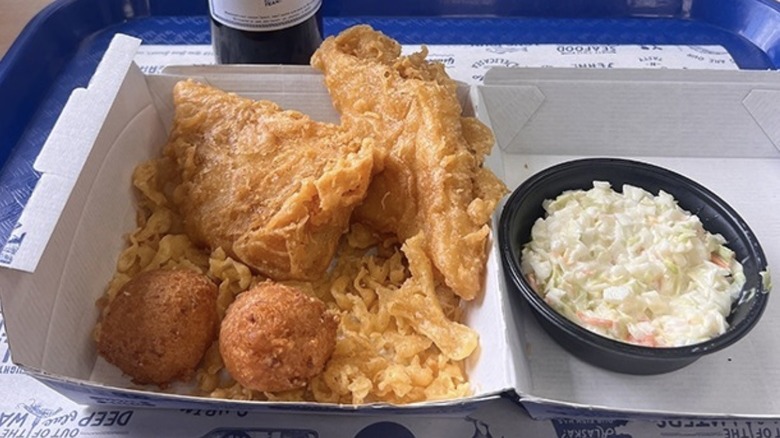 Long John Silver's coleslaw salad with meal