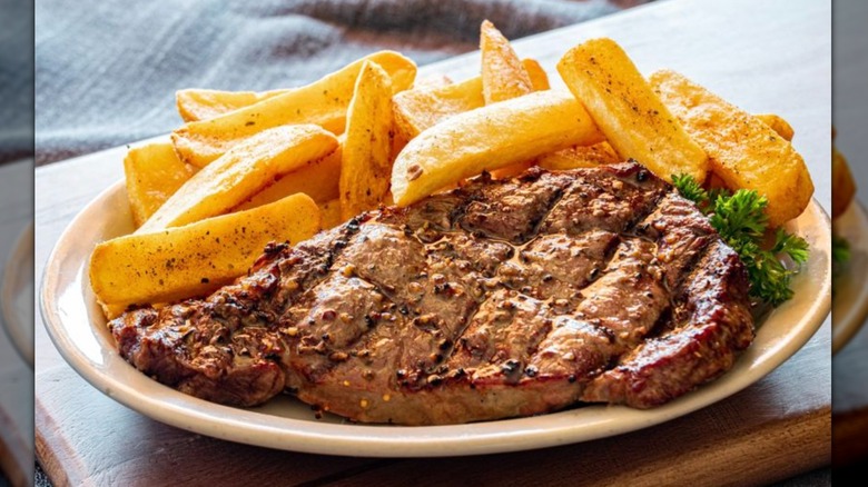 Ponderosa Steakhouse steak with fries