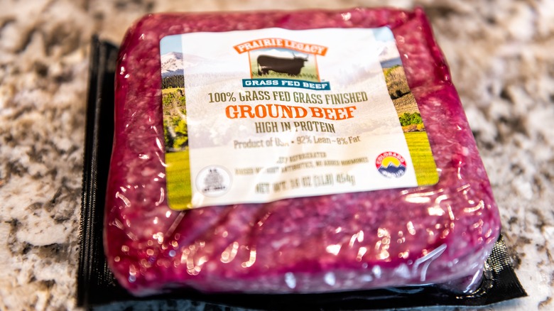 package of grass-fed beef