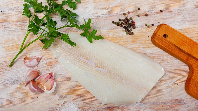 raw halibut fillet