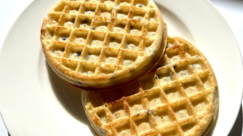 Frozen waffles on a plate