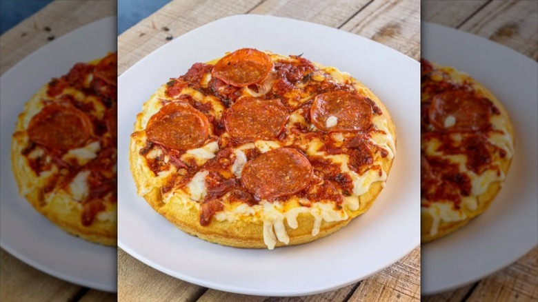 Mini pizza on a waffle base