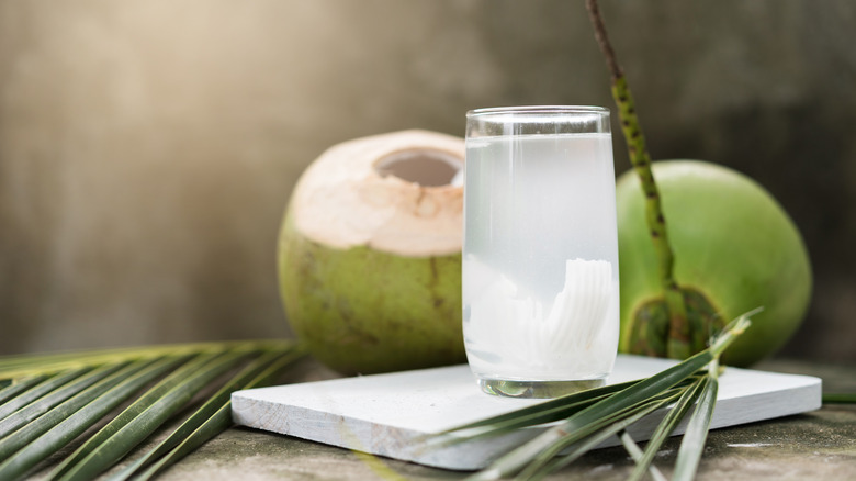 Glass of coconut water