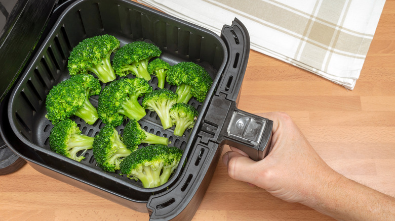 broccoli in air fryer basket