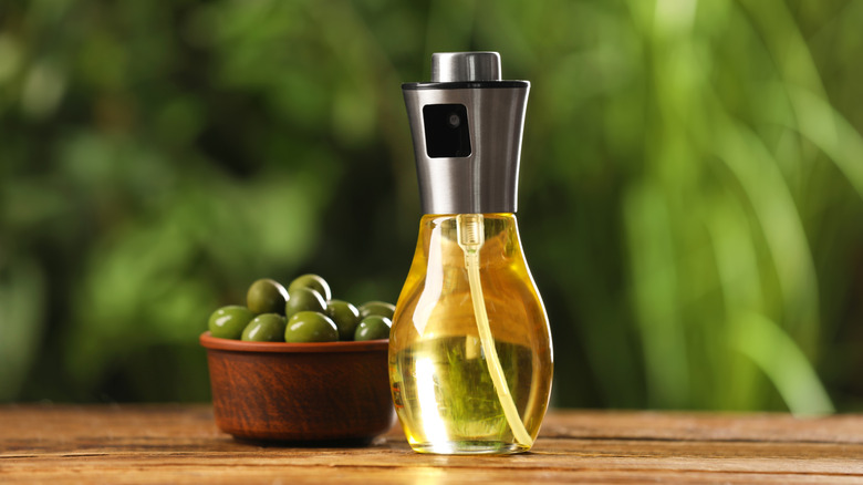 olives and oil sprayer