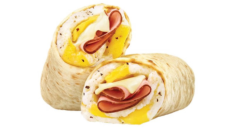 Subway breakfast wrap with eggs and ham