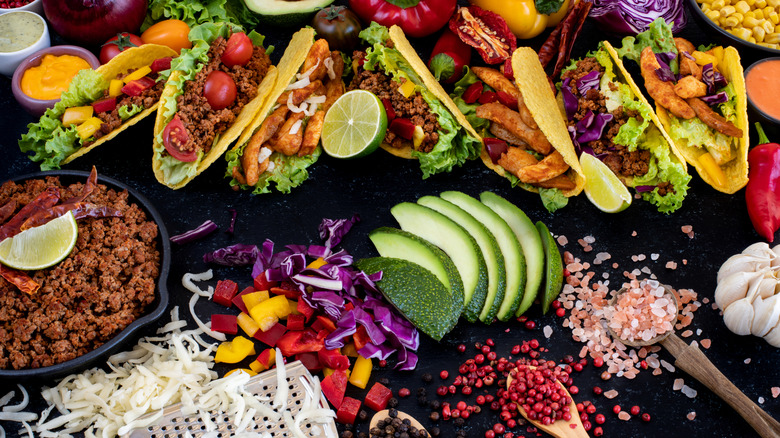 Traditional Mexican taco toppings