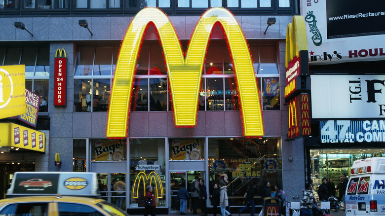 The exterior of the McDonald's location within Times Square in New York City