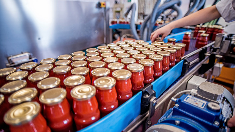 Jars on a factory assembly line