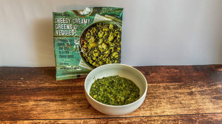 cheesy creamy greens & veggies from Trader Joe's in bowl