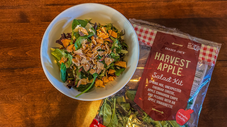 harvest apple salad kit from Trader Joe's in bowl