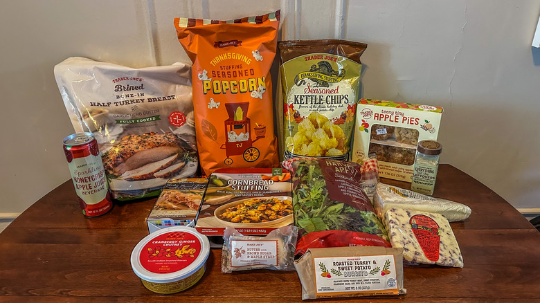 assorted Thanksgiving food items from Trader Joe's