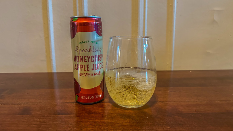 honeycrisp apple juice beverage from Trader Joe's in glass