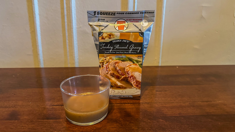 turkey flavored gravy from Trader Joe's in glass