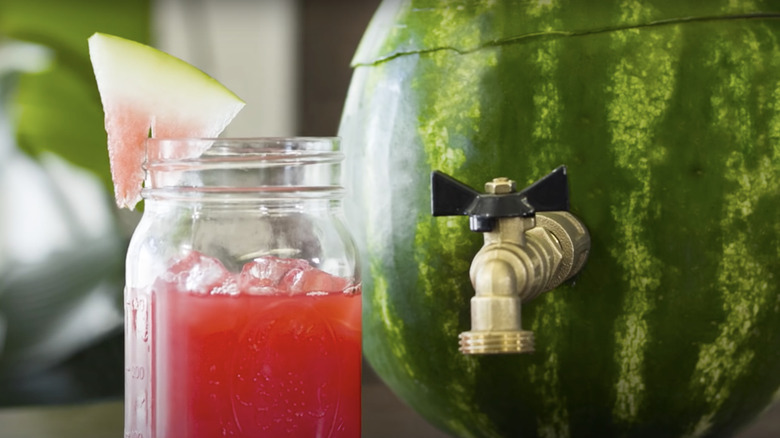 Watermelon keg with drink