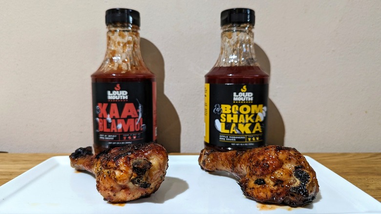 Ace Loud Mouth BBQ sauces on grilled chicken